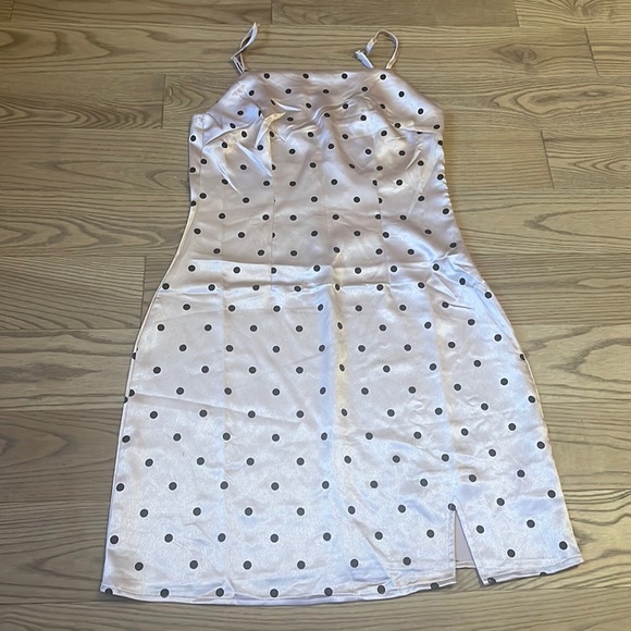 Missguided Satin Strappy Polka Dot Mini Dress - Picture 2 of 8